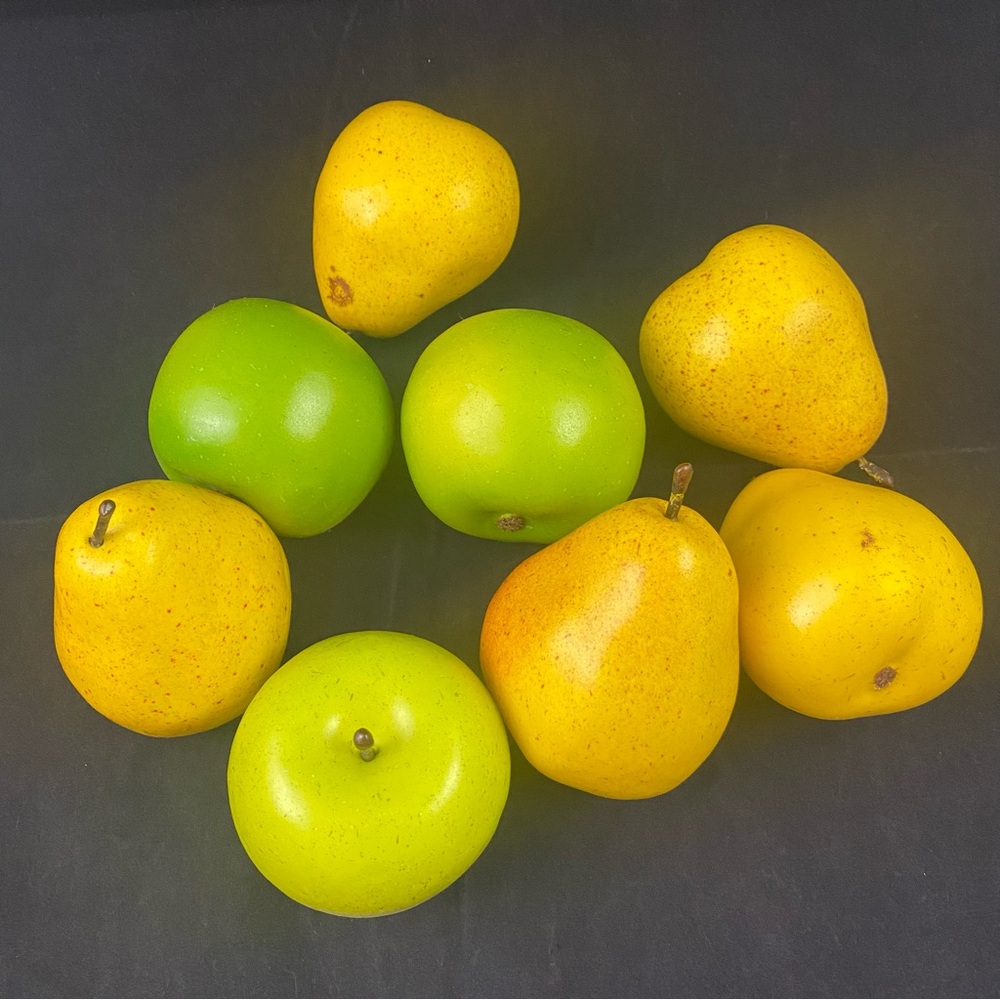 Pears Apples Artificial Faux Fruit Lot 8 Yellow Green